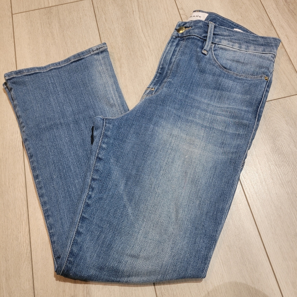 FRAME Women's Le High Skinny Crop Lightwash Denim Jeans 29 Blue Organic Cotton